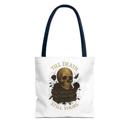 Till Death Still Yours Skull Tote Bag — Gothic Romantic AOP Tote